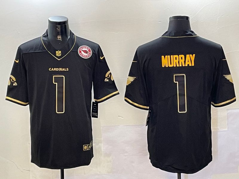 Men Arizona Cardinals #1 Murray Black Gold Throwback 2024 Nike Limited NFL Jersey style 1->pittsburgh steelers->NFL Jersey